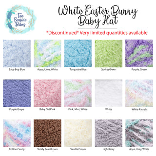 White Easter bunny baby hat ~ 15 ear colors available