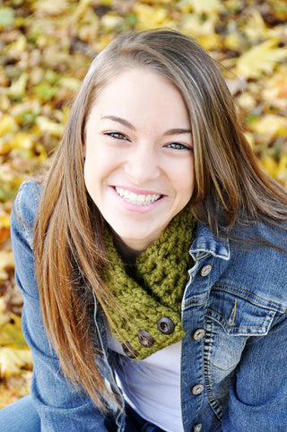 Adult Olive Green Button Scarf