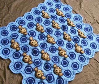 Crochet pattern baby boy monkey face & circles motif PDF digital download by Two Seaside Babes