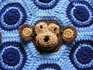 Crochet pattern baby boy monkey face & circles motif PDF digital download by Two Seaside Babes
