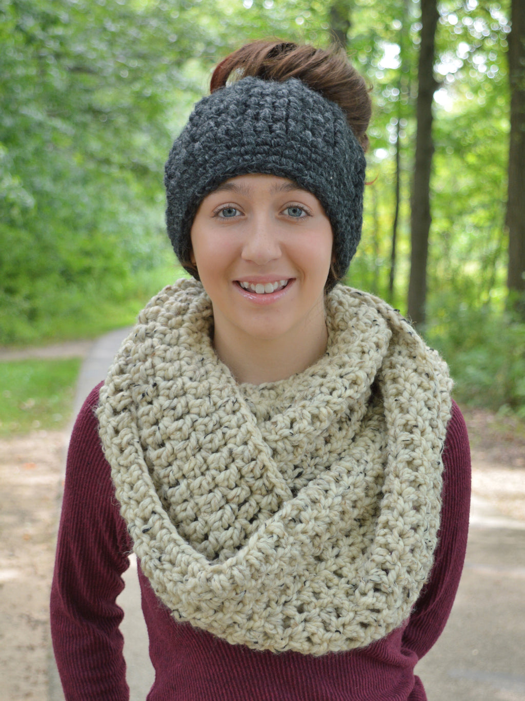 Oatmeal infinity scarf | chunky crochet fall, winter circle cowl ...