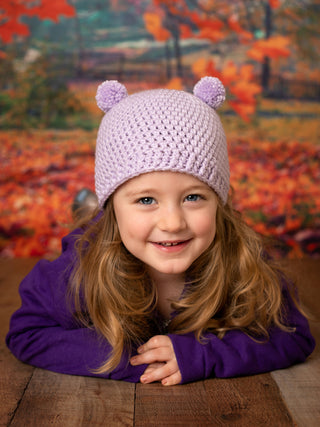 Lavender mini pom pom hat by Two Seaside Babes