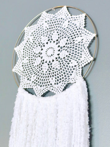 41" White Yarn Crochet Doily Dream Catcher by Two Seaside Babes