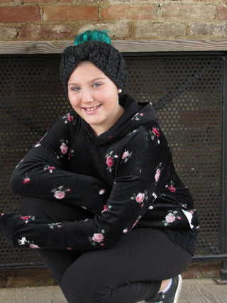 Charcoal gray knotted bow winter headband