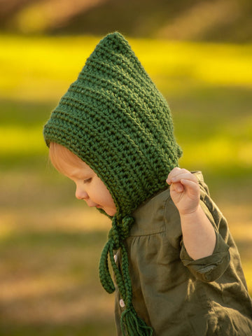 Sage green pixie elf hat by Two Seaside Babes