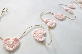 Pale pink Valentine's Day heart farmhouse garland