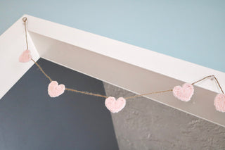 Pale pink Valentine's Day heart farmhouse garland