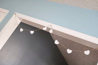 Pale pink Valentine's Day heart farmhouse garland
