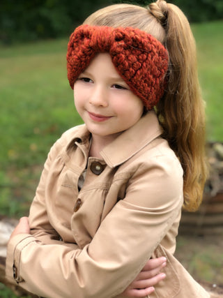 Pumpkin spice knotted bow winter headband