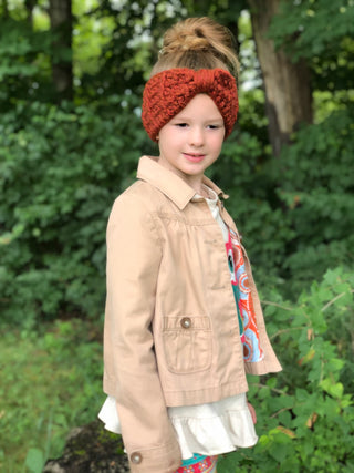 Pumpkin spice knotted bow winter headband