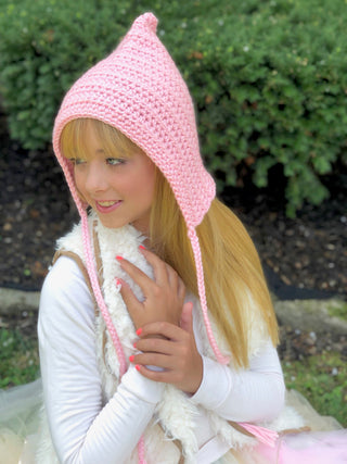 Baby pink pixie elf hat by Two Seaside Babes