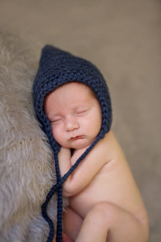 Navy Blue Pixie Elf Baby Hat
