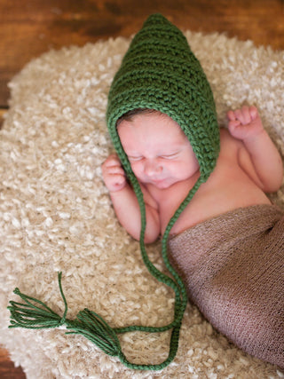 Sage Green Pixie Elf Baby Hat by Two Seaside Babes