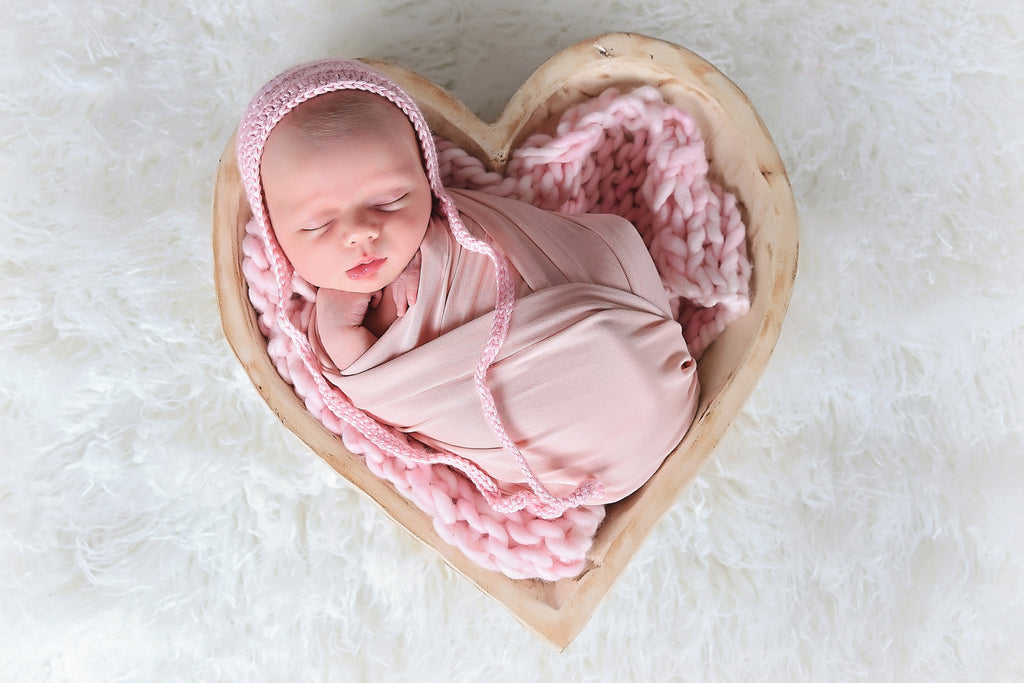 NEW pale pink newborn baby bonnet
