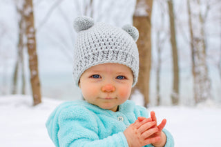 NEW pale gray mini pom pom hat