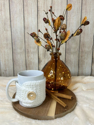 White mug cozy for coffee cup by Two Seaside Babes