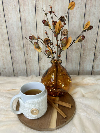 White mug cozy for coffee cup by Two Seaside Babes