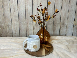 White mug cozy for coffee cup by Two Seaside Babes