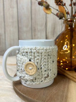 Oatmeal mug cozy for coffee cup by Two Seaside Babes