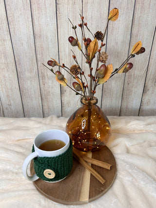 Forest green mug cozy for coffee cup by Two Seaside Babes