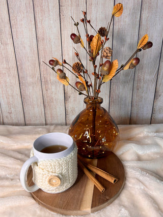 Ivory mug cozy for coffee cup by Two Seaside Babes