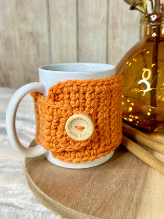 Pumpkin mug cozy for coffee cup by Two Seaside Babes