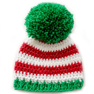 4 color combinations striped Christmas hat with giant pom pom