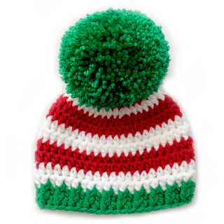 4 color combinations striped Christmas hat with giant pom pom