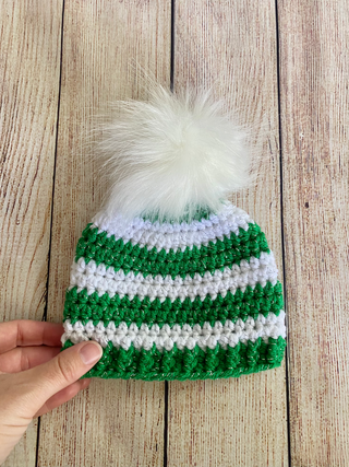 8 colors faux fur pom pom striped Christmas hat