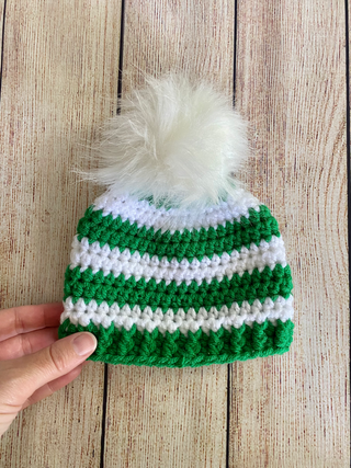 8 colors faux fur pom pom striped Christmas hat