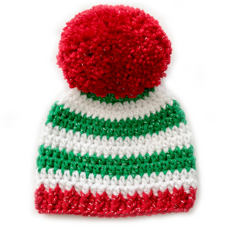 4 color combinations striped Christmas hat with giant pom pom