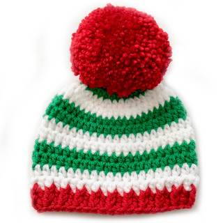 4 color combinations striped Christmas hat with giant pom pom