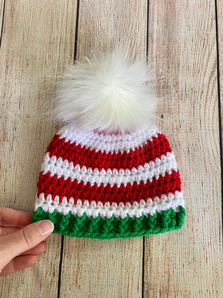 8 colors faux fur pom pom striped Christmas hat