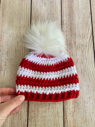 8 colors faux fur pom pom striped Christmas hat