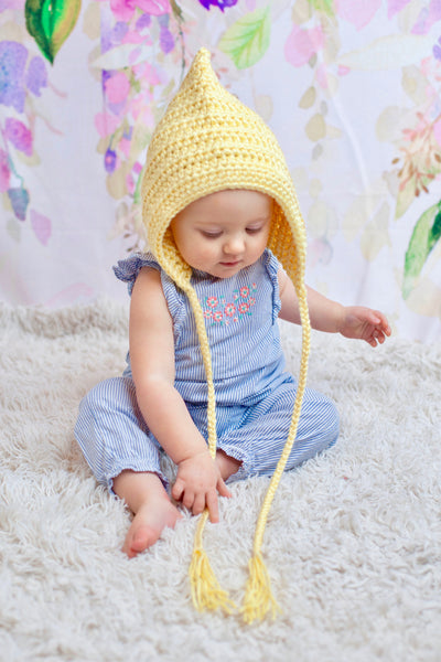Baby yellow pixie elf hat