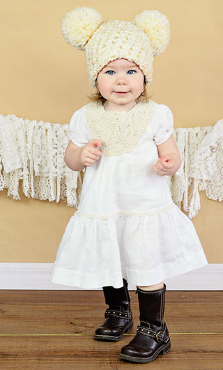 2T to 4T Ivory Cream Pom Pom Hat