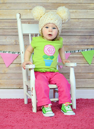 2T to 4T Ivory Cream Pom Pom Hat