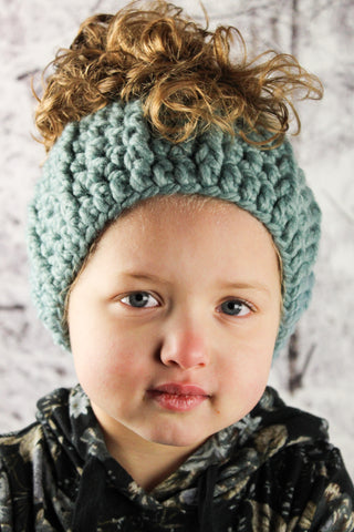 Seafoam knotted ear warmer bow winter headband