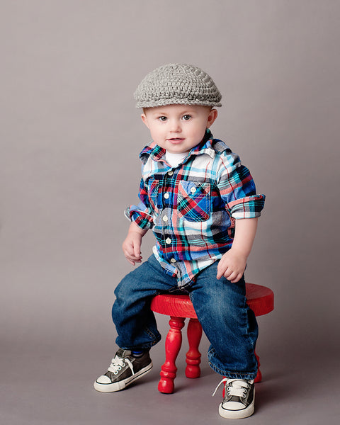 2T to 4T Gray | Irish wool Donegal newsboy hat, flat cap, golf hat | newborn, baby, toddler, boy, & men's sizes 