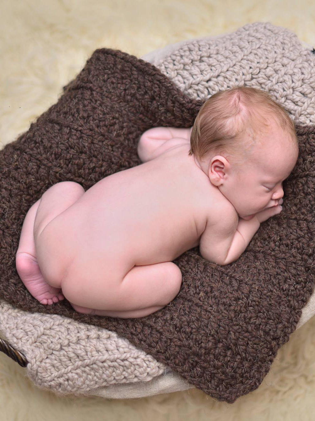 Dark Brown Wood | newborn photo prop layering baby blanket, basket stuffer, bucket filler by Two Seaside Babes