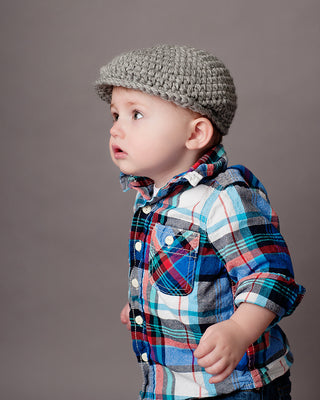 2T to 4T Gray | Irish wool Donegal newsboy hat, flat cap, golf hat | newborn, baby, toddler, boy, & men's sizes 