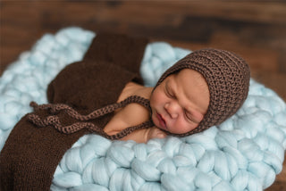 Taupe newborn baby bonnet