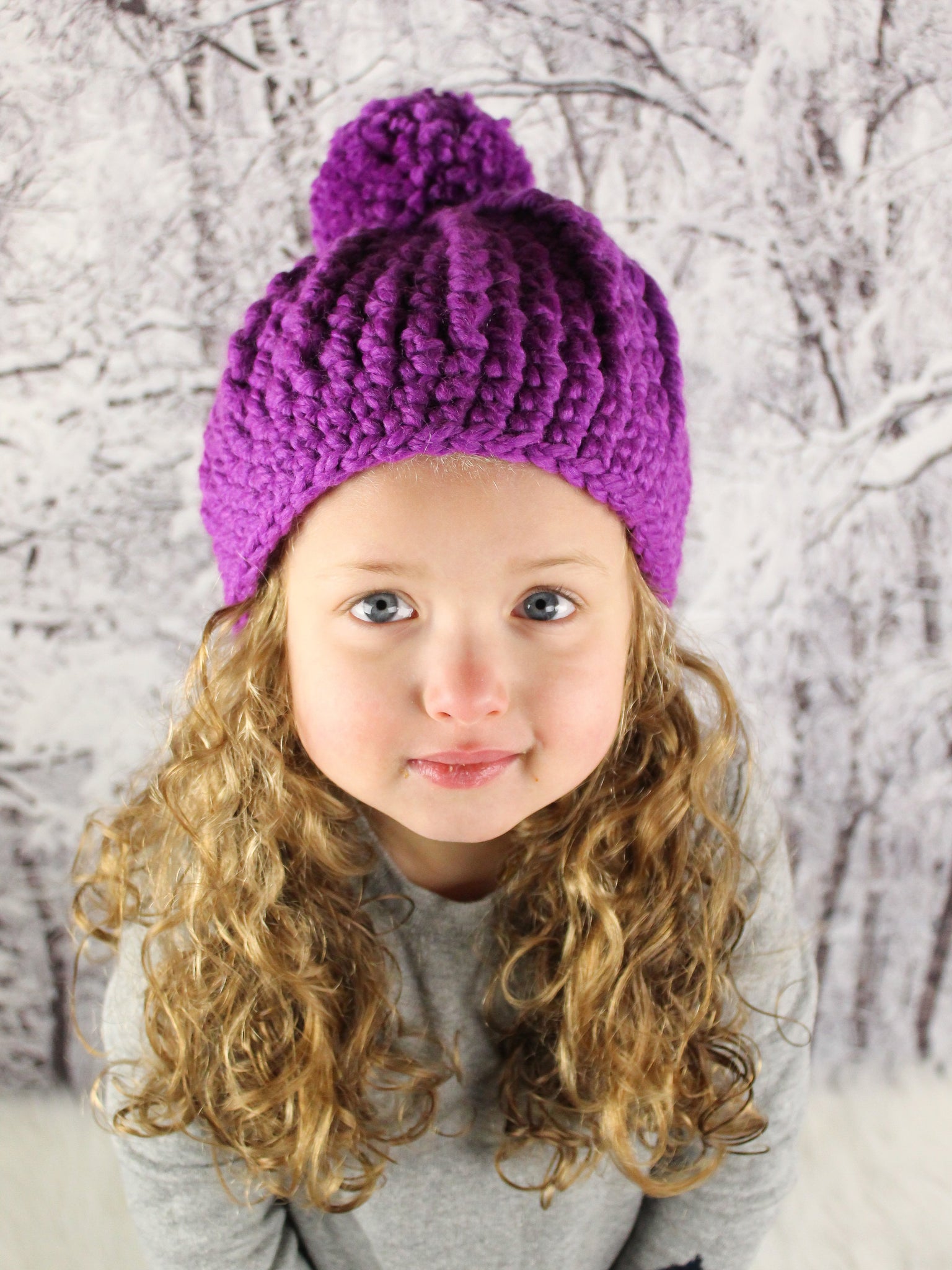 Purple orchid pom beanie winter hat by Two Seaside Babes