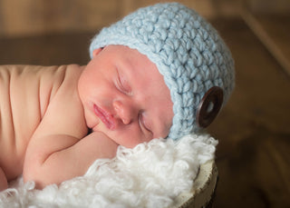 Sky blue button beanie baby hat