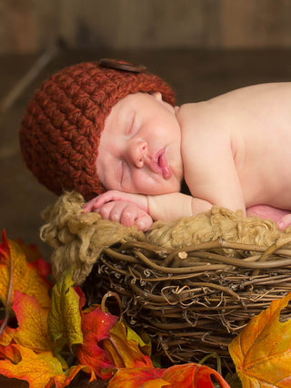 Pumpkin spice button beanie baby hat by Two Seaside Babes