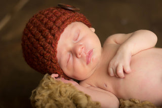 Pumpkin spice button beanie baby hat