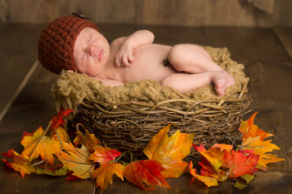 Pumpkin spice button beanie baby hat