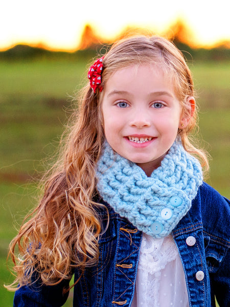 1T to 4T Toddler Sky Blue Button Scarf by Two Seaside Babes