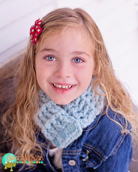 1T to 4T Toddler Sky Blue Button Scarf