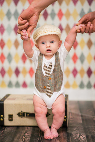 0 to 3 Month Cream | Irish wool Donegal newsboy hat, flat cap, golf hat | newborn, baby, toddler, boy, & men's sizes